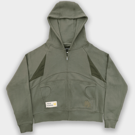 Army Green Triangle Zip-Up