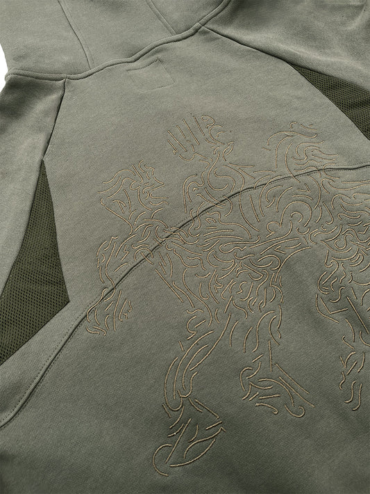 Army Green Triangle Zip-Up