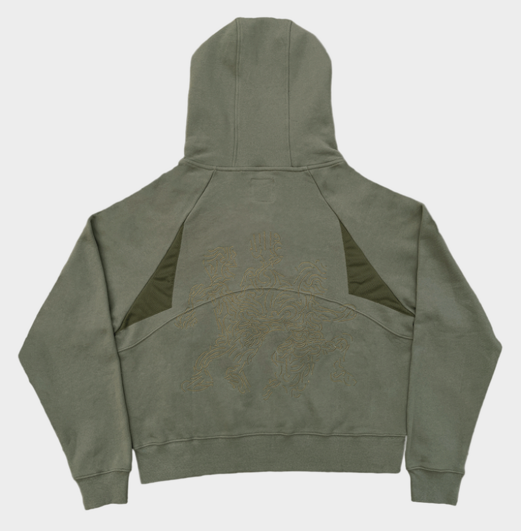 Army Green Triangle Zip-Up