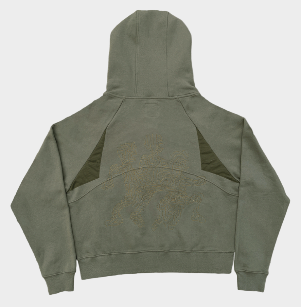 Army Green Triangle Zip-Up