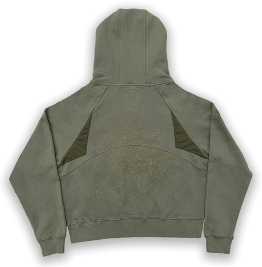 Army Green Triangle Zip-Up