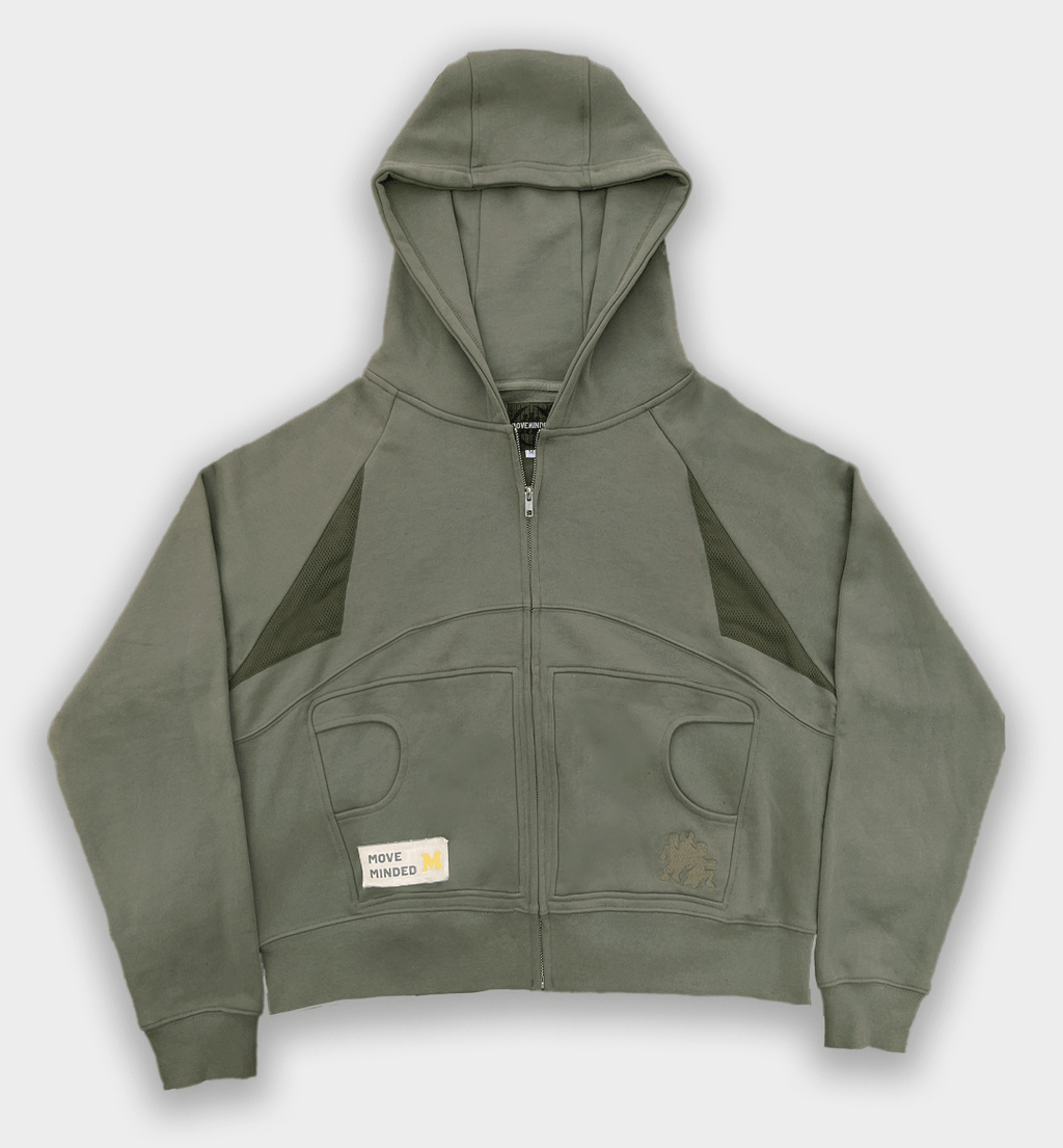 Army Green Triangle Zip-Up