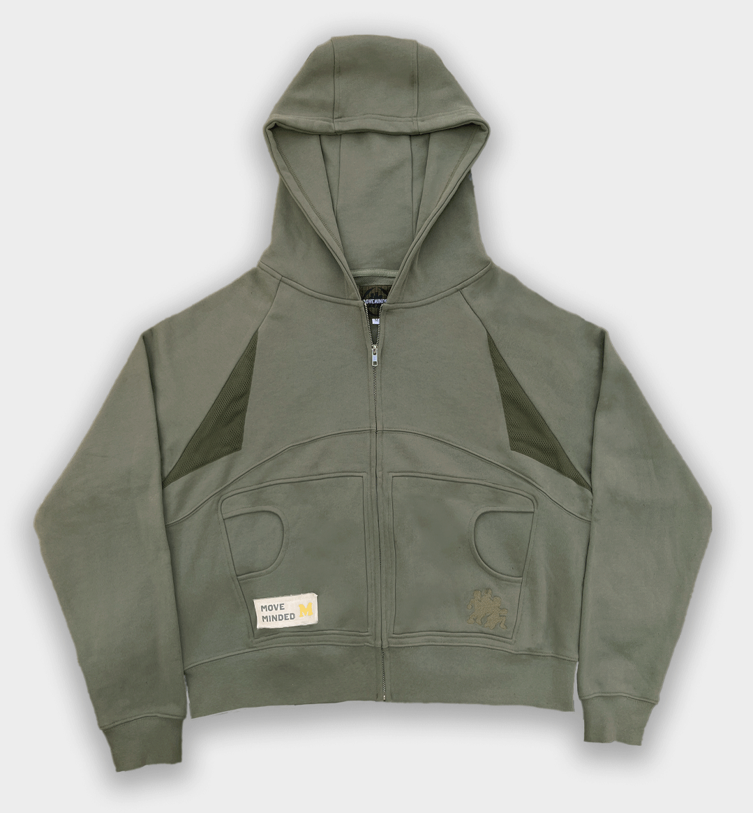 Army Green Triangle Zip-Up