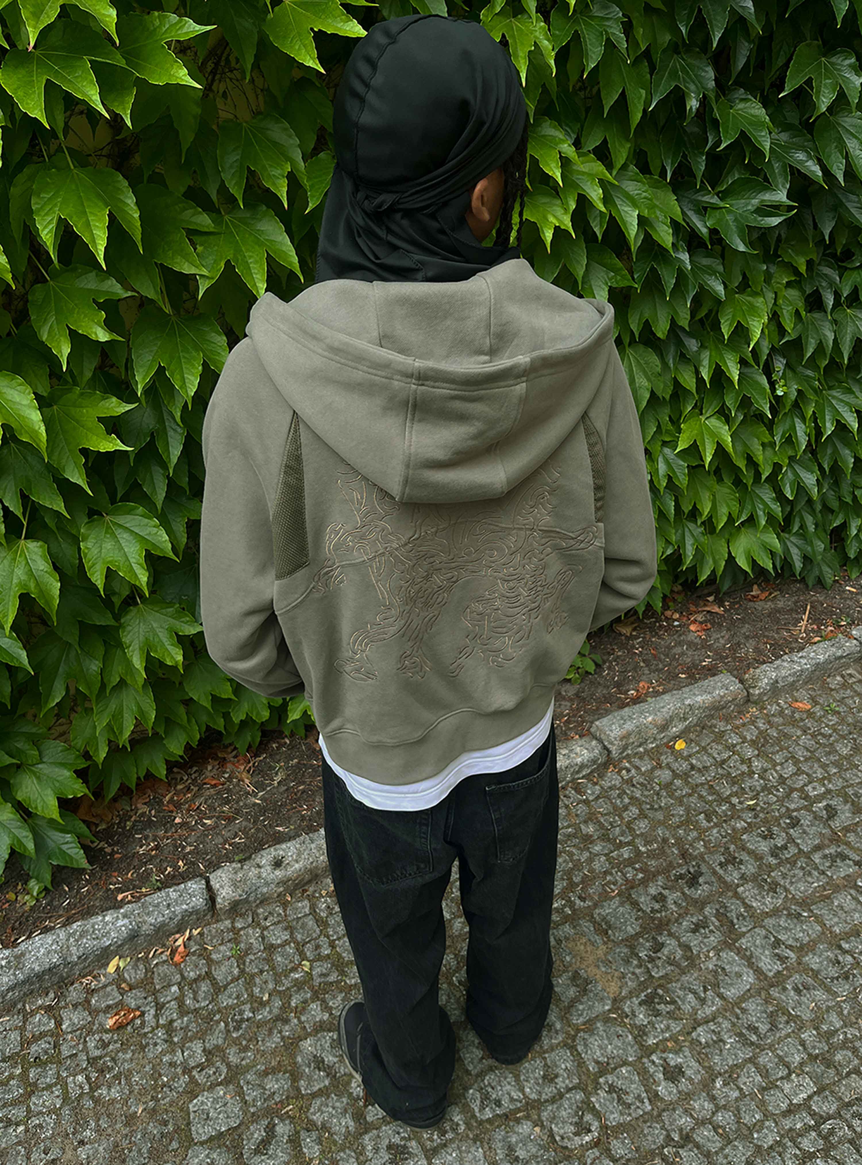 Army Green Triangle Zip-Up