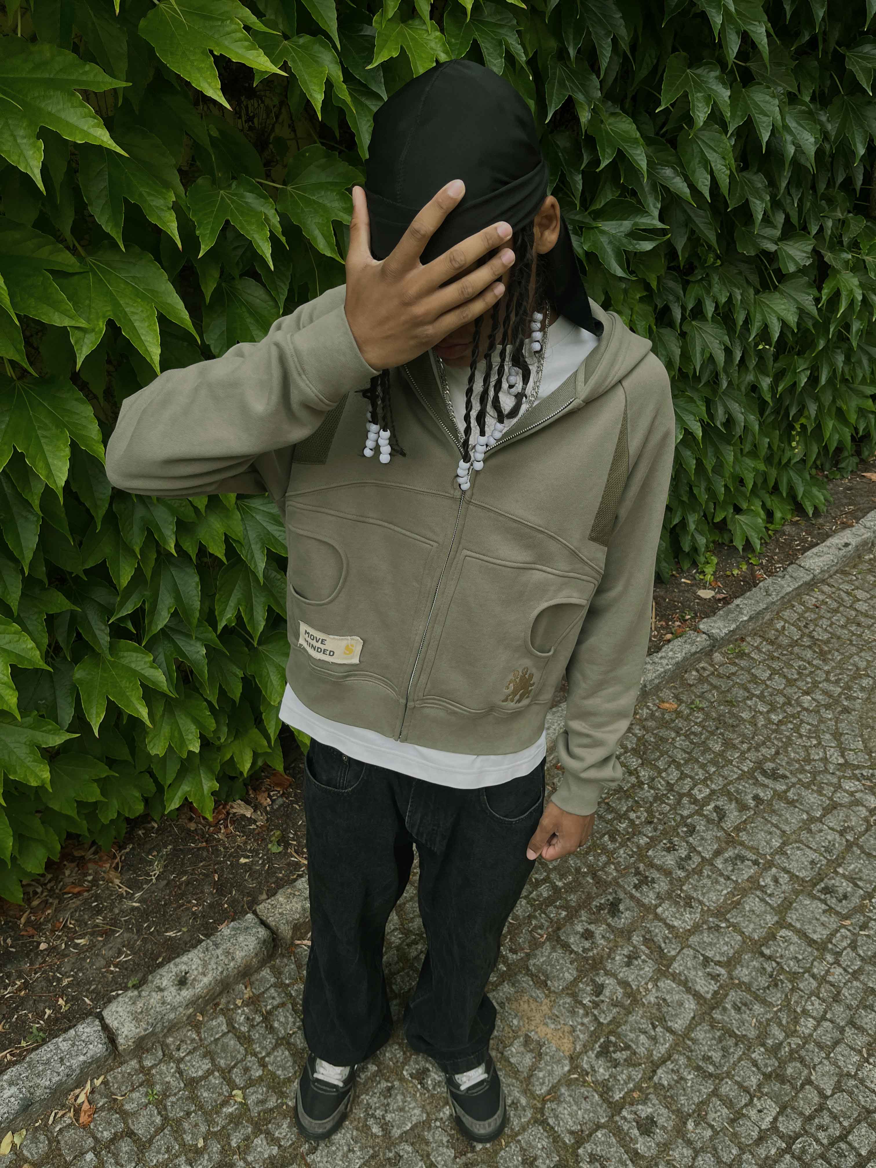 Army Green Triangle Zip-Up